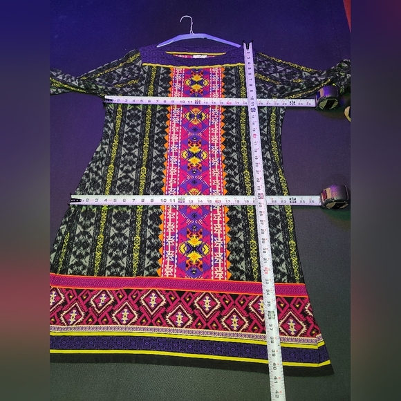 ILE Women's Multicolor Polyester Boat Neck Long Sleeve Knee Length Dress Size 18 - Picture 12 of 12